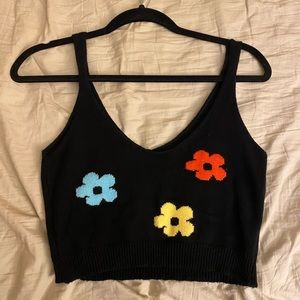 CIDER KNIT CROPPED FLORAL TANK